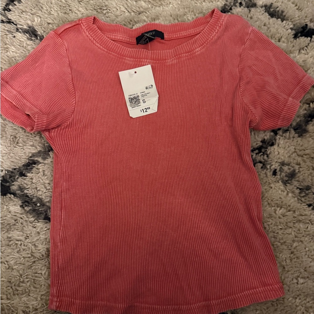 Forever 21 Coral Ribbed Crop Top